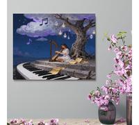 FekiLoot Canvas Art Wall Decor Modern Vintage Wall Pictures for Living Room Note Cloud Tree Art Nature Landscape Art Canvas Prints Work for Home Office Kitchen Decoration 16x20inch(41x51cm)