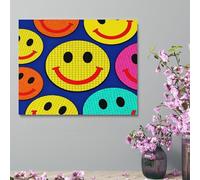 FekiLoot Canvas Art Wall Decor Modern Vintage Wall Pictures for Living Room Plaid Happy Face Pattern Art Nature Landscape Art Canvas Prints Work for Home Office Kitchen Decoration 08x10inch(20x25cm)