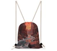 FekiLoot Canyon River at Dusk Drawstring Backpack Sports Gym Bag Drawstring Bags Foldable Backpack for Women Men
