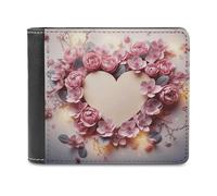FekiLoot Card Heart Shape Flowers PU Leather Wallet Bifold Wallet Front Pocket Wallets Fashion Purse Slim Billfold Credit Card Holder