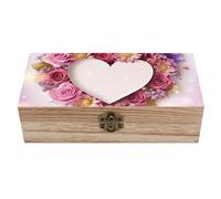 FekiLoot Card Heart Shape Flowers Wooden Storage Box Keepsake Box with Lid And Front Clasp Dust-Proof Jewelry Boxes Vintage Treasure Chest Decorative Boxes Gifts for Women Men Home Decor