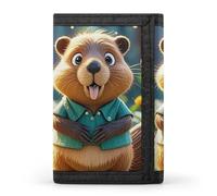 FekiLoot Cartoon Animated Beaver Wallet Men's Trifold Wallet Extra Capacity Credit Card Holder Cards Purse Front Pocket