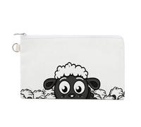 FekiLoot Cartoon Black White Sheep Coin Purse,Travel Portable Keychain Wallet Canvas Coin Wallets Mini Zipper Tool Bag Lightweight Change Purse