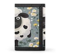 FekiLoot Cartoon Black White Sheep Men's Wallet Extra Capacity Trifold Wallet Thin & Stylish Trifold Card Holder with ID Window