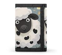 FekiLoot Cartoon Black White Sheep Trifold Wallet Slim Credit Card Holder Stylish Trifold Billfold Minimalist Front Pocket Friendly Purses