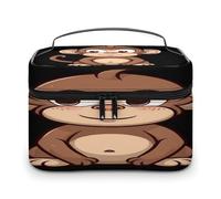 FekiLoot Cartoon Brown Monkey Makeup Bag Large Capacity Travel Cosmetic Bag Lightweight Hand-held Toiletry Bags Portable Cosmetic Pouch Cute Make Up Pouch for Women