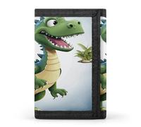FekiLoot Cartoon Dinosaur Images Wallet for Men Slim Minimalist Trifold Wallet with ID Window And Credit Card Holder