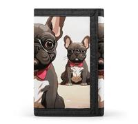 FekiLoot Cartoon Dog French Bulldog Wallet Compact Blocking Trifold Wallets with Zipper Minimalist Purse Wallet Credit Card Holder