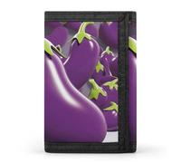 FekiLoot Cartoon Eggplant Wallet Compact Blocking Trifold Wallets with Zipper Minimalist Purse Wallet Credit Card Holder