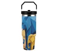 FekiLoot Cartoon Elephant 30oz Tumbler with Handle And Flip Straw Lid Double Wall Travel Leak-proof Coffee Mug Stainless Steel Vacuum Insulated Coffee Tumblers Cup for Hot And Cold Drinks
