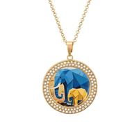 FekiLoot Cartoon Elephant Pendant Necklace for Women Men Elegant Diamond Circle Necklaces with 19.7 Inch Chain, Zinc Diamond Jewelry for Birthday Christmas Valentine's Day Gift, One size, Zinc