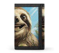 FekiLoot Cartoon Funny Sloth Wallet Compact Blocking Trifold Wallets with Zipper Minimalist Purse Wallet Credit Card Holder