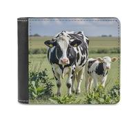 FekiLoot Cartoon Milk Cows Wallet Large Capacity Slim Bifold Wallet with Multiple Card Slots PU Leather Men Purse