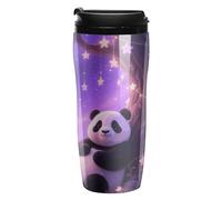FekiLoot Cartoon Panda Insulated Tumbler Reusable Plastic Iced Coffee Cup with Lid Double Walled Hot Coffee Travel Mug Gifts for Women Men BPA Free 12 Oz