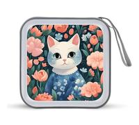 FekiLoot Cat Among Flowers CD Case,Hard Plastic CD Storage,Portable DVD Wallet,Portable DVD, Holder VCD Organizer Wallet,Protective VCD Storage