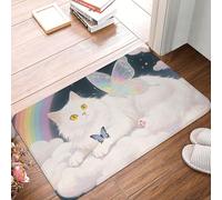 FekiLoot Cat Butterfly Door Mat Personalized Soft Welcome Doormat Non-Slip Floor Mats Washable Bath Rug Decor for Bathroom Kitchen Front Porch Rugs Home Decor Entrance 16x24 Inch