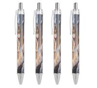 FekiLoot Cat by The Christmas Window Ballpoint Pens Retractable Ball Point Pens Smooth-Flowing Black Ink 0.5mm Writing Pen Black Ink Pen for Men Women 4 PCS
