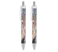 FekiLoot Cat by The Christmas Window Ballpoint Pens Retractable Ball Point Pens Smooth-Flowing Black Ink 0.5mm Writing Pen Black Ink Pen for Men Women 2 PCS