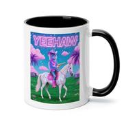 FekiLoot Cat Cowboy with Rifle Rides A Horse on Green Grass Coffee Mug 12oz Ceramic Coffee Cup with Handle Novelty Color Mugs Tea Cup for Home, Office & Cafe Use, Microwave & Dishwasher Safe
