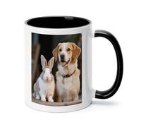 FekiLoot Cat Dog Rabbit Coffee Mug 12oz Ceramic Coffee Cup with Handle Novelty Color Mugs Tea Cup for Home, Office & Cafe Use, Microwave & Dishwasher Safe