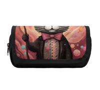 FekiLoot Cat Holding A Cane Pencil Case Portable Zipper Large Capacity Pencil Bag Handheld Multi Function Portable Pencil Pouch Organizer for Family Office Supplies