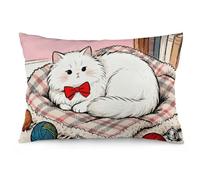 FekiLoot Cat on Knitted Blanket Throw Pillow Covers 12 "x20 Decorative Couch Pillow Covers with Hidden Zipper Soft Plush Pillowcase Lumbar Pillows Cover for Living Room Couch Bed Home Decor