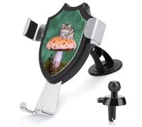 FekiLoot Cat on Mushroom Car Phone Holder Mount Strongest Suction & Clip Cell Phone Mount for Dashboard Windshield Vent Fits 4-6" Phones (Straight Vent Only)