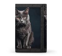 FekiLoot Cat on Table Trifold Wallet Slim Minimalist Front Pocket Men's Passcase Wallet Credit Card Holder