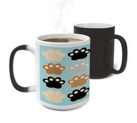 FekiLoot Cat Pawprints Color Changing Mugs Heat Sensitive Coffee Mug 11 Oz Novelty Ceramic Cup with Handle Magic Cups Temperature Changing Coffee Tumblers for Women Men Funny Gifts