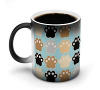FekiLoot Cat Pawprints Color Changing Mugs Heat Sensitive Coffee Mug Novelty Ceramic Cup with Handle Magic Cups Temperature Changing Coffee Tumblers for Women Men Funny Gifts 11 Oz