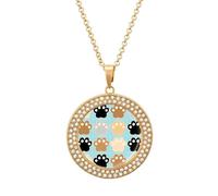 FekiLoot Cat Pawprints Pendant Necklace for Women Men Elegant Diamond Circle Necklaces with 19.7 Inch Chain, Zinc Diamond Jewelry for Birthday Christmas Valentine's Day Gift, One size, Zinc, Diamond