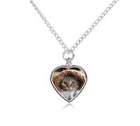 FekiLoot Cat Under Blanket Custom Ashes Necklace Personalized Pet Urn Hair Cremation Souvenir Necklace Memorial Keepsake Holder Pendant Heart Jewelry for Ashes Gift for Dog Loss