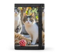 FekiLoot Cats Wallet Slim Trifold Wallets with Multiple Card Slots Credit Card Holder Pocket Coin Purse