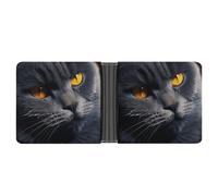 FekiLoot Cats with Yellow Eyes Leather Wallet Double-Sided Different Images Bifold Wallet Ultra Strong Stitching Slim Wallets