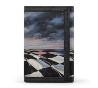 FekiLoot Checkered Flag Racing Wallet Slim Trifold Wallets with Multiple Card Slots Credit Card Holder Pocket Coin Purse