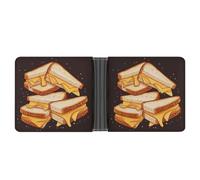 FekiLoot Cheese Sandwiches Leather Wallet Mens Bifold Wallets Travel Cash Credit Card Holder Womens Minimalist Purse