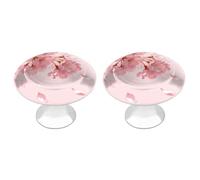 FekiLoot Cherry Blossom Petals Cabinet Knobs Kitchen Cabinet Handles Round Closet Handles Stainless Steel Drawer Pulls for Closet Dresser Wardrobe Cupboard Furniture 2 Pack