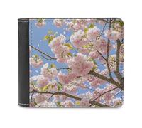 FekiLoot Cherry Blossom Wallet Large Capacity Slim Bifold Wallet with Multiple Card Slots PU Leather Men Purse