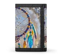 FekiLoot Cherry Dream Catcher Trifold Wallet Slim Credit Card Holder Stylish Trifold Billfold Minimalist Front Pocket Friendly Purses