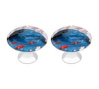 FekiLoot Cherry Goldfish Blossom Bridge Cabinet Knobs Kitchen Cabinet Handles Round Closet Handles Stainless Steel Drawer Pulls for Closet Dresser Wardrobe Cupboard Furniture 2 Pack