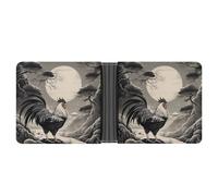 FekiLoot Chicken on The Mountain Leather Wallet Double-Sided Different Images Bifold Wallet Ultra Strong Stitching Slim Wallets