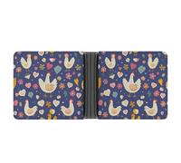 FekiLoot Chicken Pattern Leather Wallet Mens Bifold Wallets Travel Cash Credit Card Holder Womens Minimalist Purse