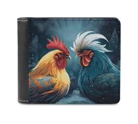 FekiLoot Chicken Pattern PU Leather Wallet Bifold Wallet Front Pocket Wallets Fashion Purse Slim Billfold Credit Card Holder