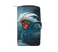 FekiLoot Chicken Pattern Wallet Large Capacity Travel Double Fold Wallets Portable Zipper Leather Purse for Women Men