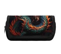 FekiLoot Chinese Dragon Pencil Case Portable Zipper Large Capacity Pencil Bag Handheld Multi Function Portable Pencil Pouch Organizer for Family Office Supplies