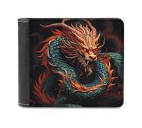 FekiLoot Chinese Dragon PU Leather Wallet Bifold Wallet Front Pocket Wallets Fashion Purse Slim Billfold Credit Card Holder