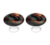 FekiLoot Chinese Dragon Round Drawer Pulls 2 Pack,Decorative Closet Door Handles Kitchen Cabinet Round Pulls Stainless Steel Drawer Handles Cabinet Hardware for Dresser Drawers