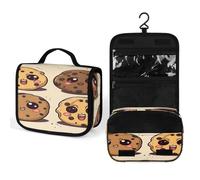 FekiLoot Chocolate Chip Cookies with Different Expressions Wash Bag Cute Hanging Toiletry Bag Large Capacity Medicine Bags Portable Organized Pockets for Makeup Organizer for Travel Essentials