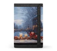 FekiLoot Christmas Atmosphere Wallet for Men Slim Minimalist Trifold Wallet with ID Window And Credit Card Holder