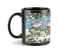 FekiLoot Christmas Cheer Mug Personalized Large Ceramic Coffee Mug with Handle Travel Tea Cups for Latte Mugs Gifts Party Cup Daily Office And Home Use 11 OZ/330 ML (Black)